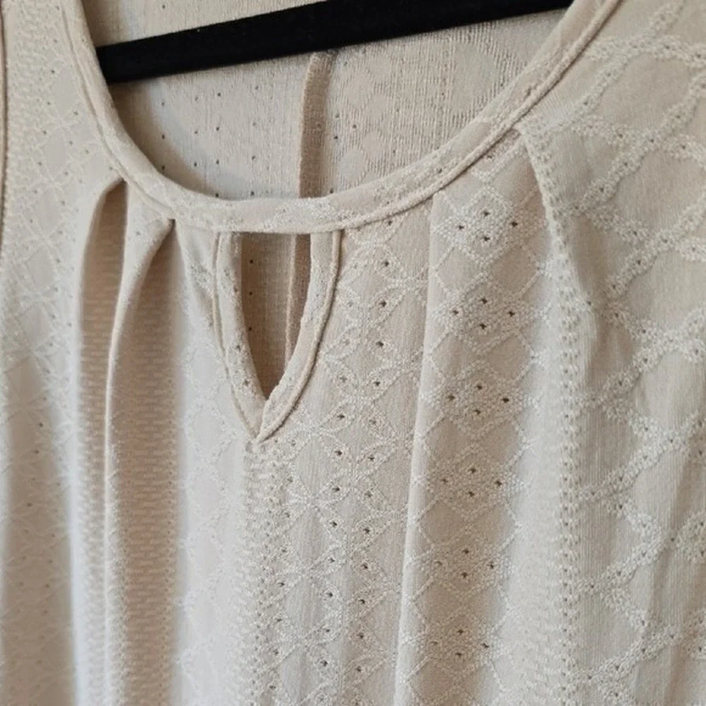 Rumia Womens Pointelle Knit Sleeveless Shift Dress Blush Pink Keyhole Neck Small